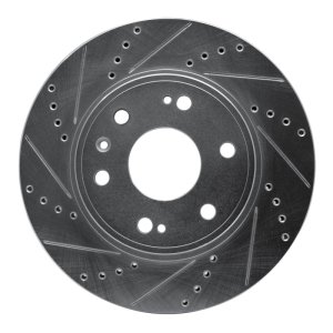 Chevrolet Tahoe Brake Rotor (1) - Front Left - R1 Concepts - Drilled & Slotted - Silver - `09-`20